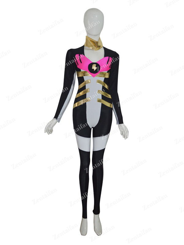 Black & White Custom Female Spandex Superhero Costume