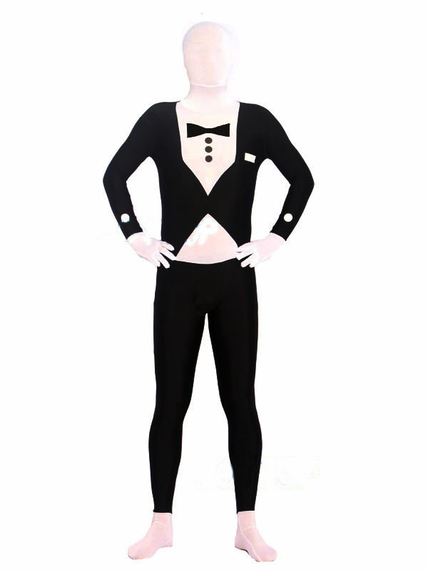 Black & White Spandex/Lycra Suit Tuxedo Design Zentai Morphsuit