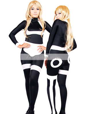 Black and White French Maid Zentai Catsuit