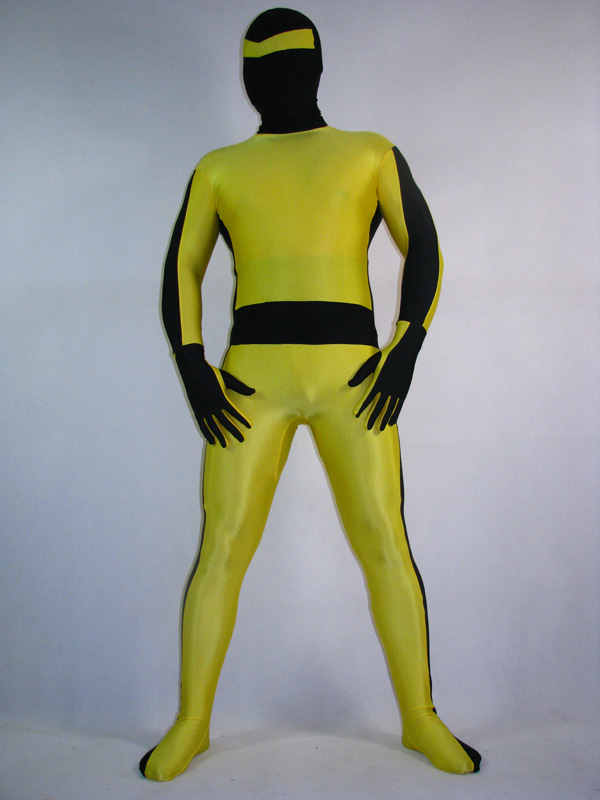 Black and Yellow Lycra Spandex Superhero Costume - Click Image to Close