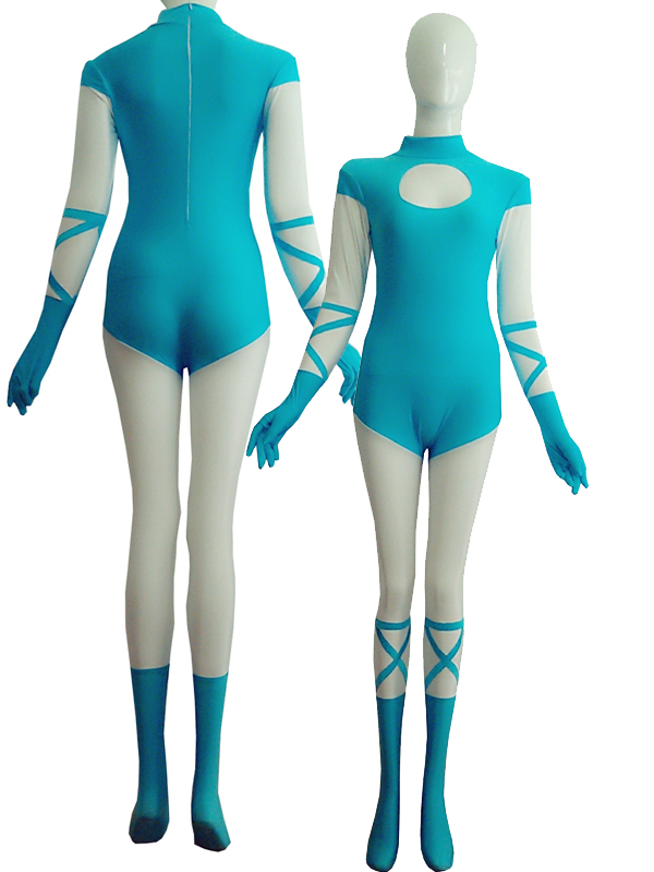 Blue And White SuperHero Lycra Spandex Zentai Costume