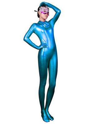 Blue Shiny Sexy Full Body Zentai Catsuit - Click Image to Close