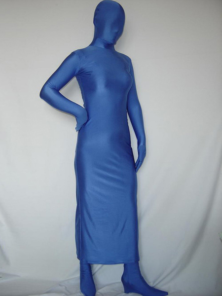 Blue Unicolor Lycra Spandex Zentai dress