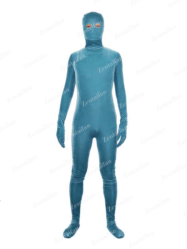 Blue Velour/Pleuche Fullbody Zentai Suit