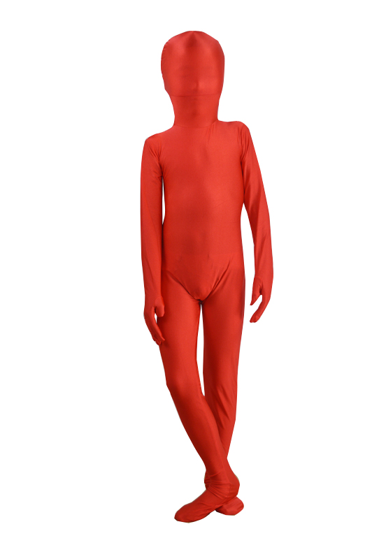 Children Red Fullbody Spandex Zentai Suit