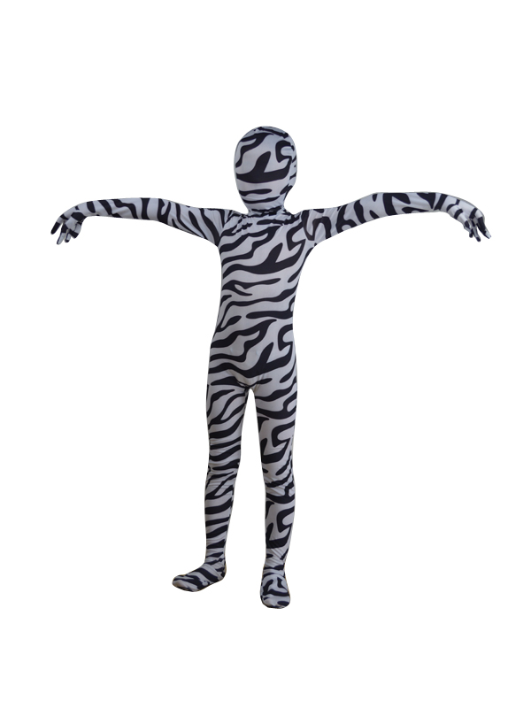 Children Zebra Multicolor Zentai Fullbody Suit