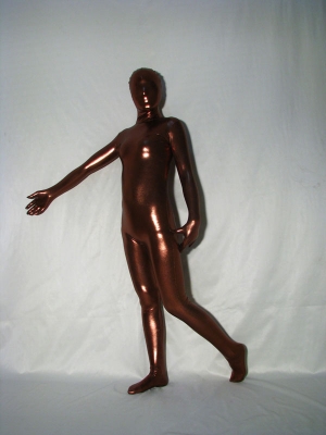 Coffee Shiny Metallic Unisex Fullbody Zentai Suit