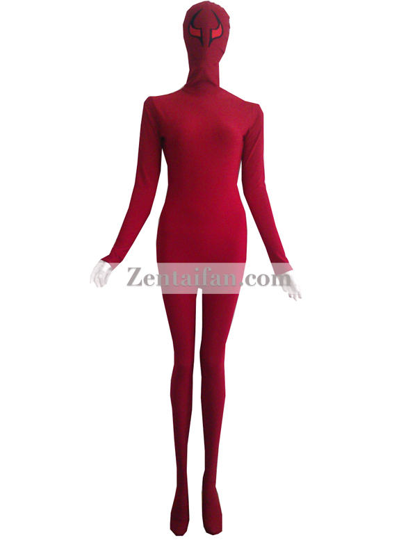 Crimson Spandex Zentai Suit With Eyes