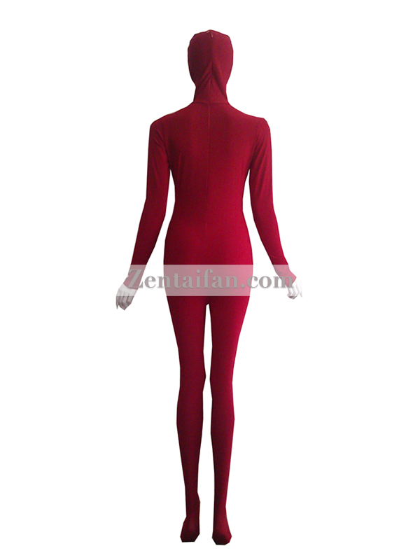 Crimson Spandex Zentai Suit With Eyes