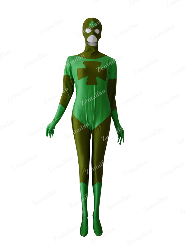 Custom Lucky Comics Green Spandex Superhero Costume