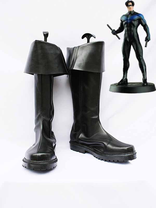 DC Comics Nightwing Black Superhero Cosplay Boots - Click Image to Close