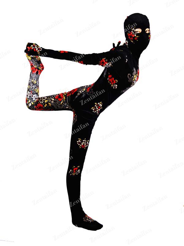 Flowers Printed Velour/Pleuche Eyes-opened Costume