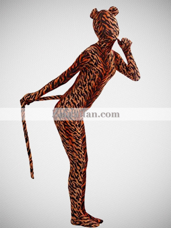 Fullbody Tiger Pattern Hooded Spandex Zentai