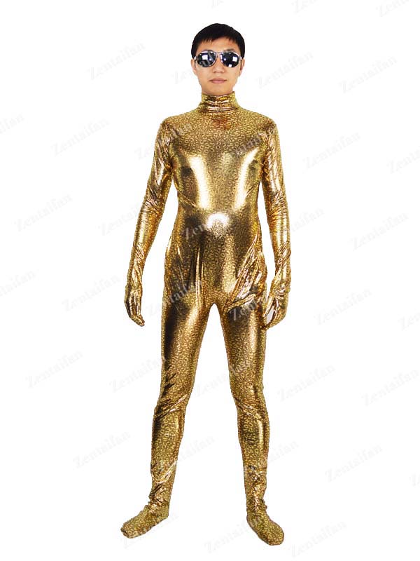 Gold Pattern-printed Metallic Zentai Suit