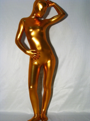 Golden Shiny Metallic Fullbody Zentai Suit - Click Image to Close