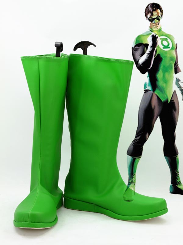 Green DC Comics Green Lantern Superhero Boots - Click Image to Close