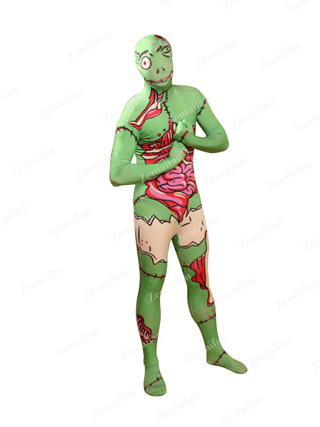 Green People Viscera Halloween Fullbody Lycra Zentai