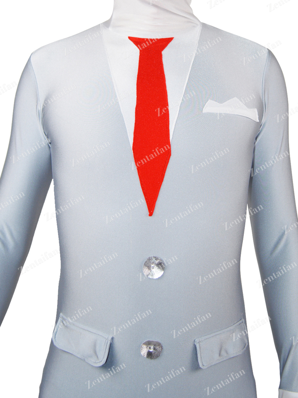 Grey & White Business Suit Design Spandex Zentai Costume