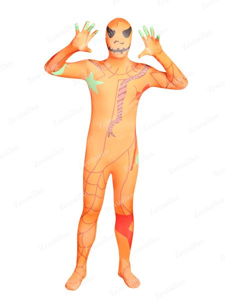 Halloween Pumpkin Man Fullbody Zentai Suit