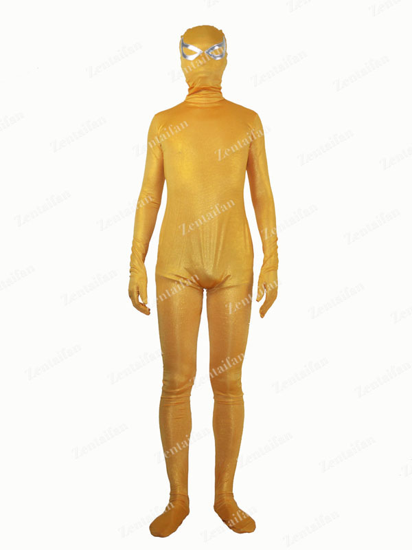 Khaki Shiny Fabric Fullbody Zentai Suit