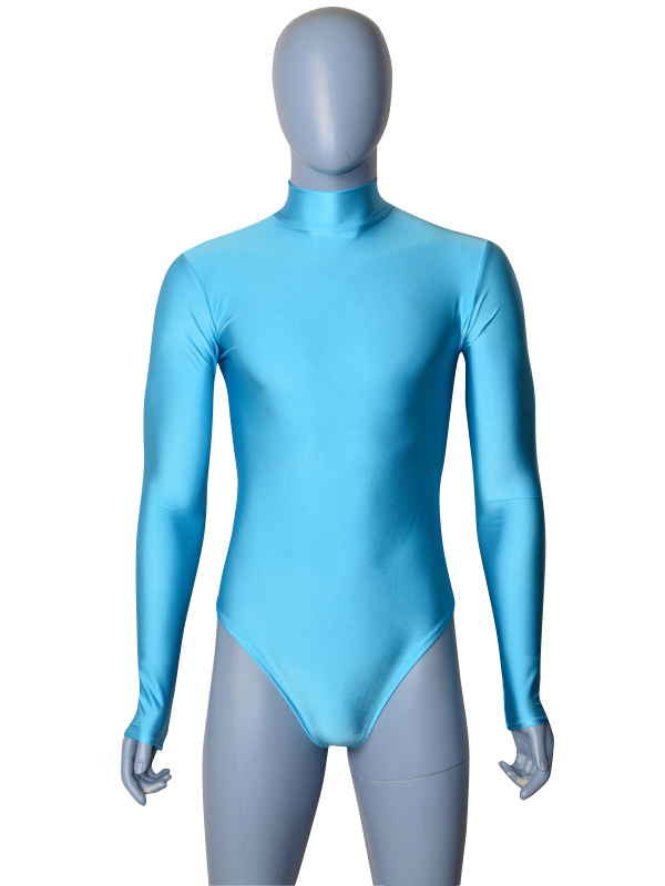 Light Blue Male Lycra Spandex Leotards Back Zipper