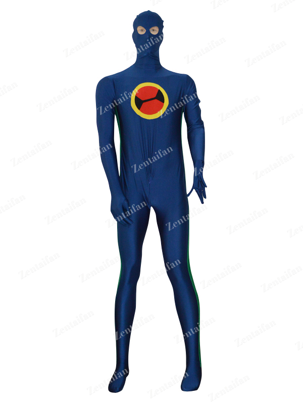 Navy Blue & Green Custom Spandex Fullbody Zentai Costume