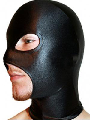 Open Eyes&Mouth Black Lycra Spandex Hood - Click Image to Close