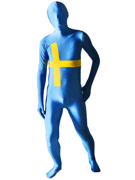 Pattern Of Sweden Flag Unisex Lycra Zentai Suit