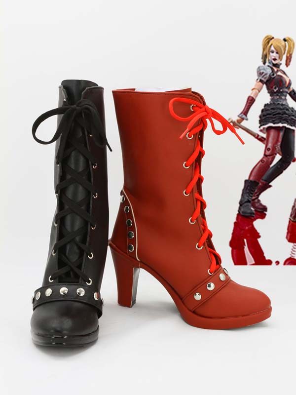 Red-Black Batman Arkham Knight Harley Quinn Cosplay Boots