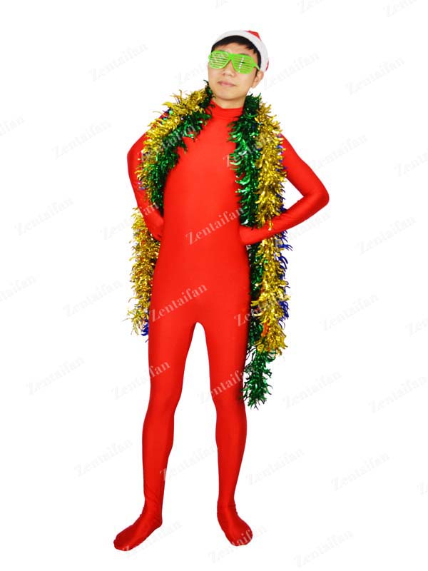 Red Unicolor Lycra Zentai Suit