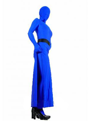 Royal blue Lycra Spandex Unisex Zentai dress With Black Belt