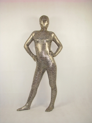 Shinny Metallic Leopard Unisex Hooded Fullbody Zentai Suit