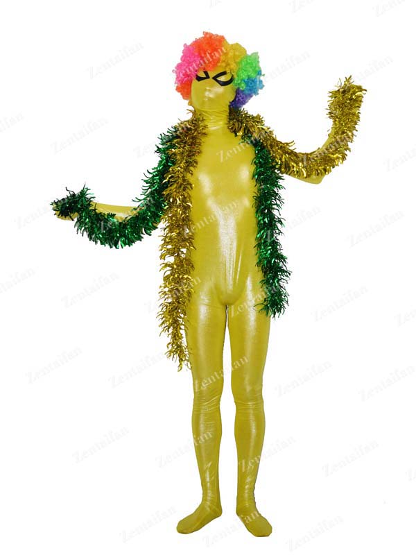 Shiny Yellow Metallic Fullbody Zentai Suit