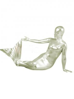 Sliver Shiny Metallic Mermaid Unisex Zentai Suit - Click Image to Close