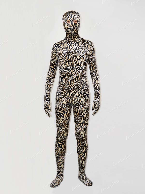 Tiger Pattern Velour / Pleuche Fullbody Zentai Suit
