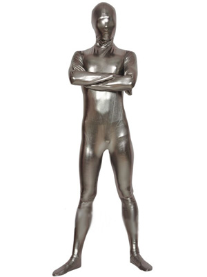 Unicolor Silver Gray Metallic Zentai Catsuit