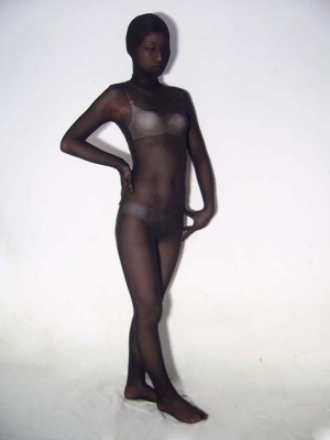 Unisex Black Translucent Black Lycra Silk Zentai Suit