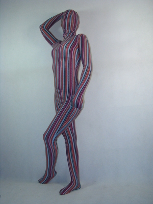 Unisex Multicolor Vertical Strips Spandex Zentai Suit