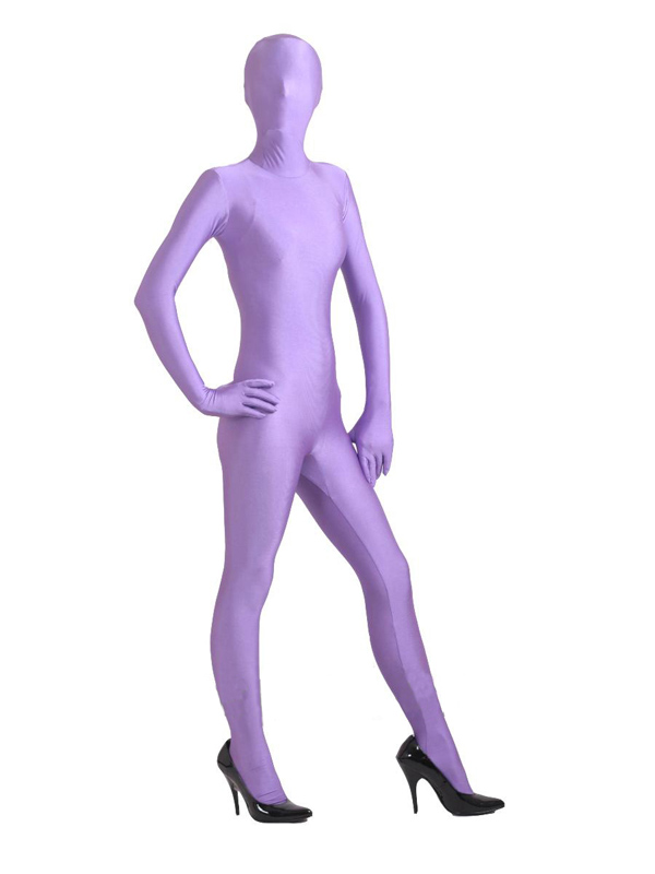 Unisex Spandex Light Purple Unicolor Zentai Suit