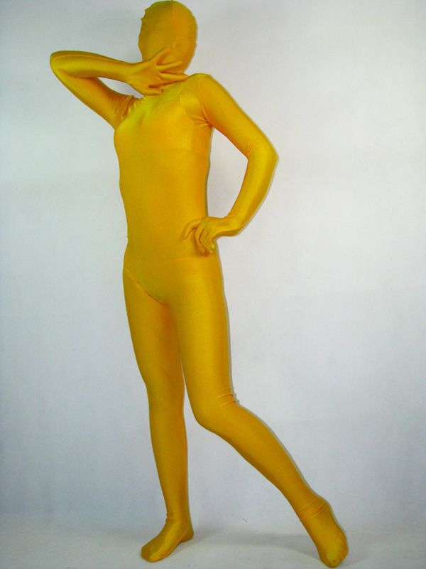 Yellow Lycra Spandex Shiny Full Body Zentai Suit
