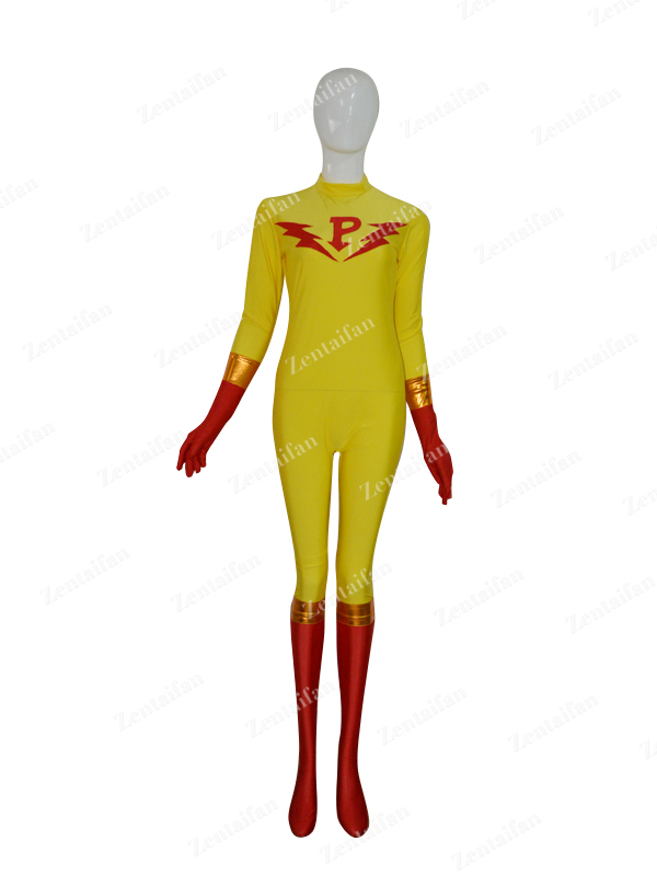 Yellow & Red Custom New Style Zentai Costume - Click Image to Close